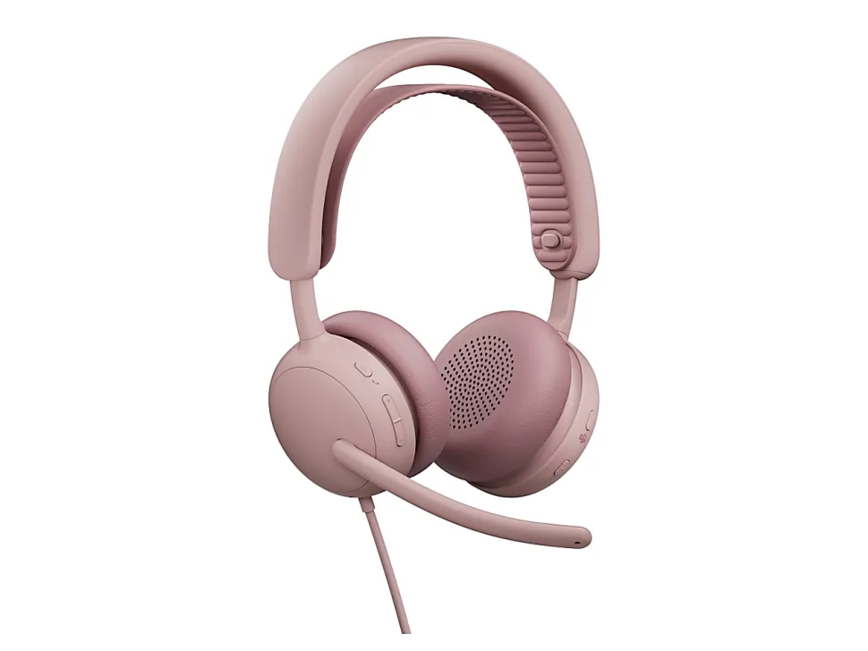 Logitech Zone Wired 2, Noise-Canceling Headset With Adaptive Hybrid ANC, Rose