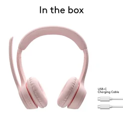Logitech Zone 300 Wireless Bluetooth Headset With Noise-Canceling Microphone, Compatible with Windows, Mac, Chrome, Linux, iOS, iPadOS, Android – Rose
