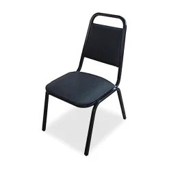 Lorell® Banquet Stack Chair, Vinyl, Black, Set Of 4
