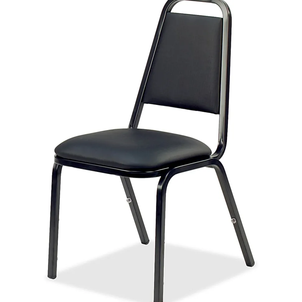 Lorell® Banquet Stack Chair, Vinyl, Black, Set Of 4