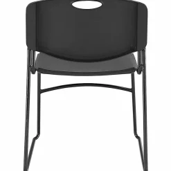 Lorell® Big And Tall Plastic Stacking Chairs, Black, Set Of 4 Chairs