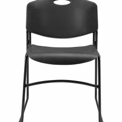 Lorell® Big And Tall Plastic Stacking Chairs, Black, Set Of 4 Chairs