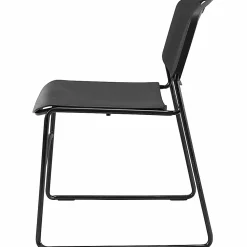 Lorell® Big And Tall Plastic Stacking Chairs, Black, Set Of 4 Chairs