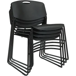 Lorell® Big And Tall Plastic Stacking Chairs, Black, Set Of 4 Chairs
