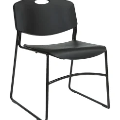 Lorell® Big And Tall Plastic Stacking Chairs, Black, Set Of 4 Chairs