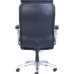 Lorell® Big & Tall Bonded Leather Executive Chair With Flexible Air Technology, T Arms, Black/Silver