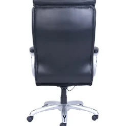 LorellĀ® Big & Tall Bonded Leather Executive Chair With Flexible Air Technology, Loop Arms, Black/Silver