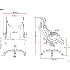 Lorell® Big & Tall Bonded Leather Executive Chair With Flexible Air Technology, Loop Arms, Black/Silver