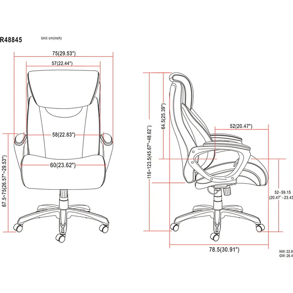 Lorell® Big & Tall Bonded Leather Executive Chair With Flexible Air Technology, Loop Arms, Black/Silver