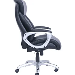 Lorell® Big & Tall Bonded Leather Executive Chair With Flexible Air Technology, Loop Arms, Black/Silver