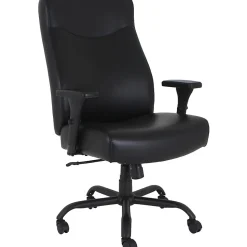 Lorell® Big & Tall Bonded Leather High-Back Executive Chair, Black