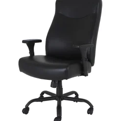 Lorell® Big & Tall Bonded Leather High-Back Executive Chair, Black