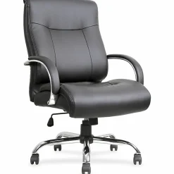 LorellĀ® Big & Tall Deluxe Faux Leather Mid-Back Chair, Black