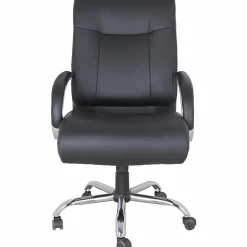 Lorell® Big & Tall Deluxe Faux Leather Mid-Back Chair, Black