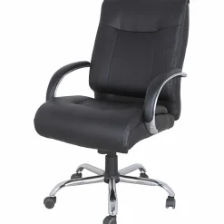 Lorell® Big & Tall Deluxe Faux Leather Mid-Back Chair, Black