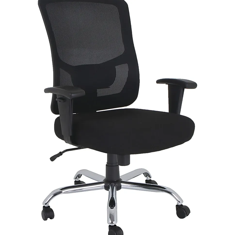 Lorell® Big & Tall Ergonomic Mesh Mid-Back Task Chair, Black