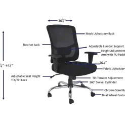 Lorell® Big & Tall Ergonomic Mesh Mid-Back Task Chair, Black
