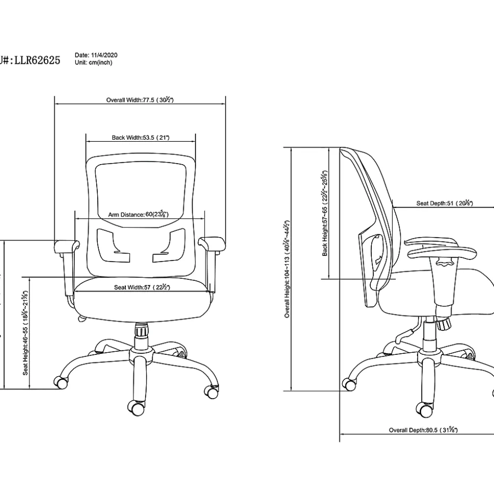 Lorell® Big & Tall Ergonomic Mesh Mid-Back Task Chair, Black