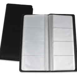 Lorell Business Card Storage Holder, 0.8"H x 4.4"W x 9"D, Vinyl, Plastic, Black, Clear