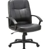 Lorell® Chadwick Bonded Leather Mid-Back Chair, Black