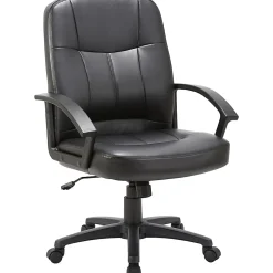 LorellĀ® Chadwick Bonded Leather Mid-Back Chair, Black