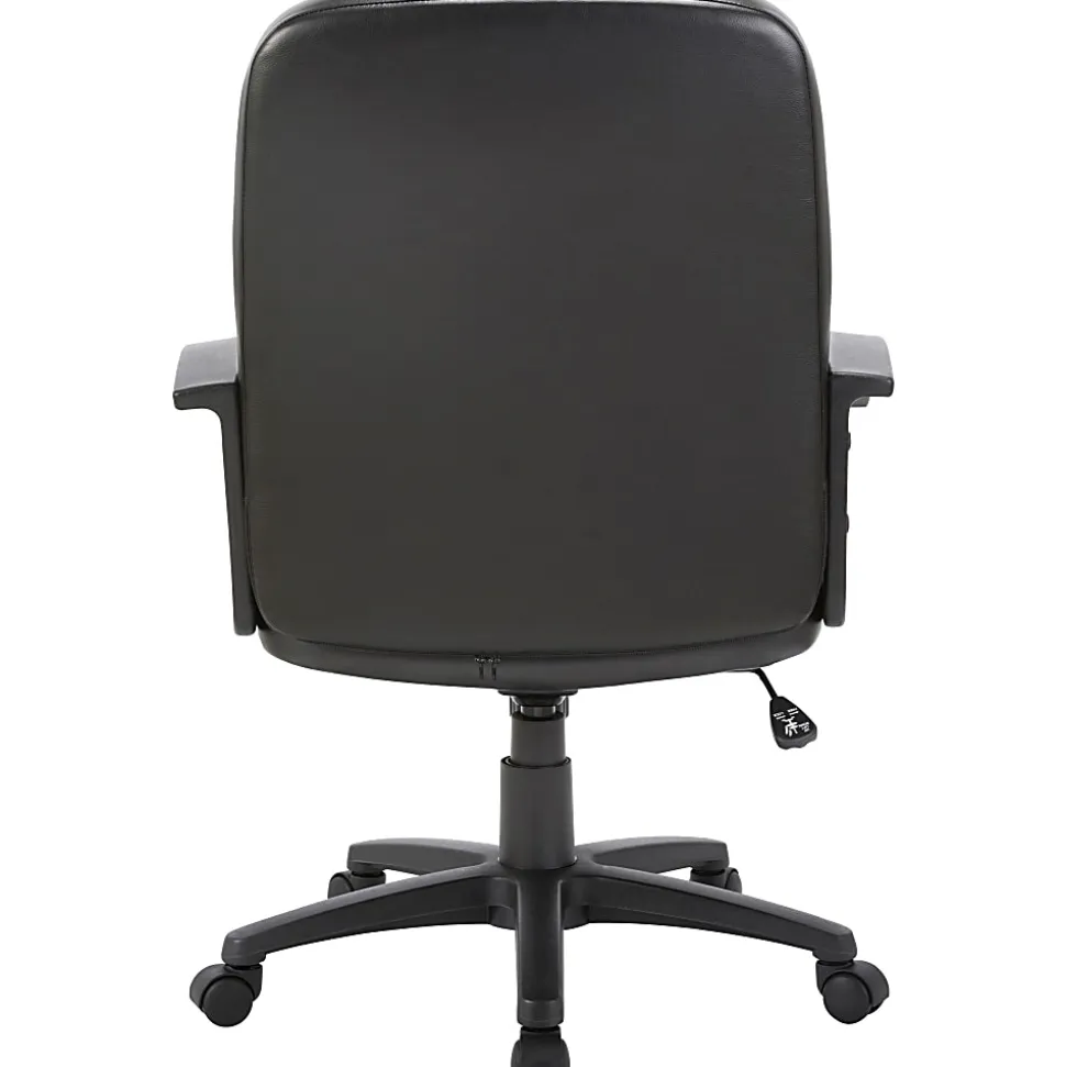 Lorell® Chadwick Bonded Leather Mid-Back Chair, Black
