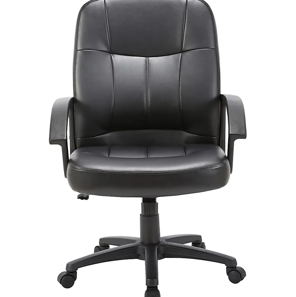 Lorell® Chadwick Bonded Leather Mid-Back Chair, Black