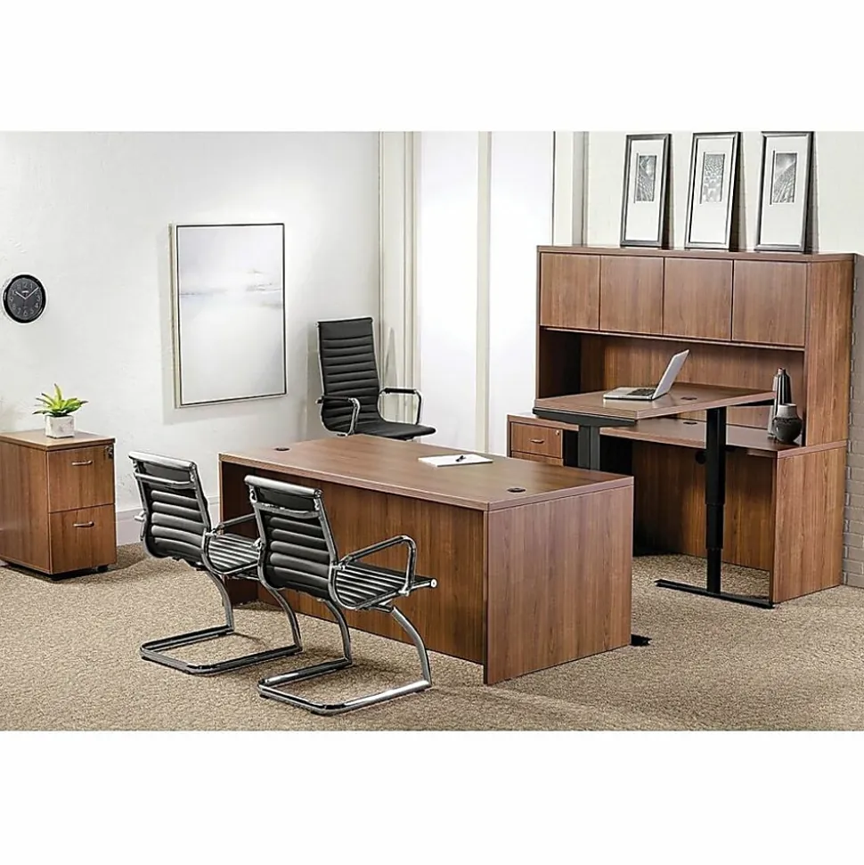 Lorell® Chateau 60"W Credenza Computer Desk, Walnut