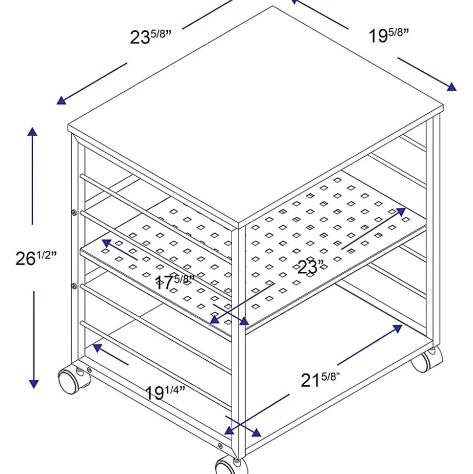 Lorell Deskside Mobile Machine Stand - 200 lb Load Capacity - 26.50"x23.60"x 19.60" Depth - Desk - Powder Coated - 60263