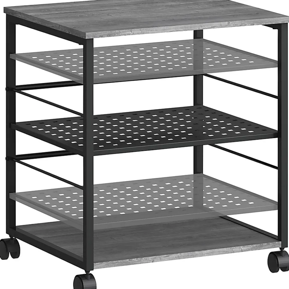 Lorell Deskside Mobile Machine Stand - 200 lb Load Capacity - 26.50"x23.60"x 19.60" Depth - Desk - Powder Coated - 60263