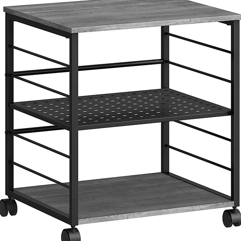 Lorell Deskside Mobile Machine Stand - 200 lb Load Capacity - 26.50"x23.60"x 19.60" Depth - Desk - Powder Coated - 60263