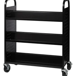Lorell® Double-sided Book Cart, Black