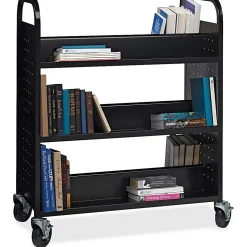 Lorell® Double-sided Book Cart, Black