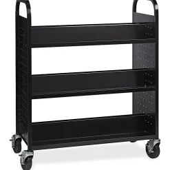Lorell® Double-sided Book Cart, Black