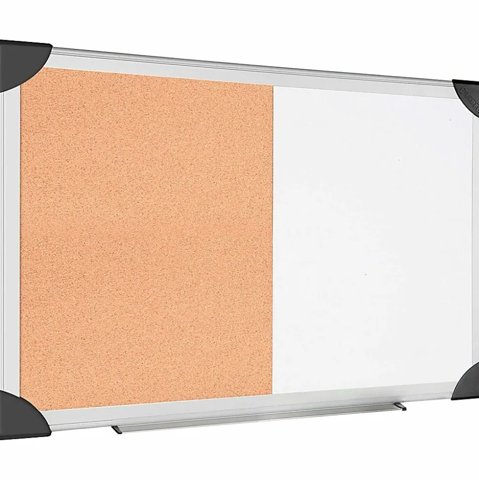 Lorell® Dry-Erase Cork Combo Board, 36" x 24", Aluminum Frame With Silver Finish