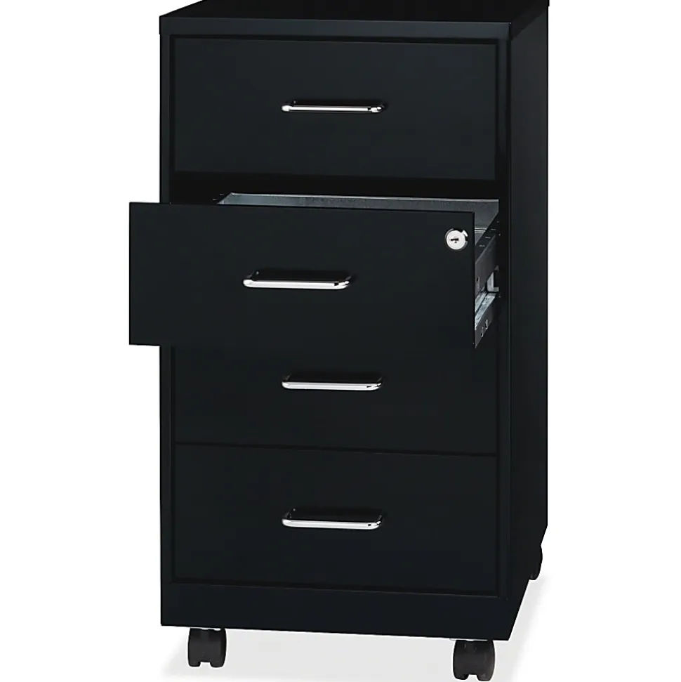 Lorell® 26-1/2"D Vertical 4-Drawer Mobile File Cabinet, Black