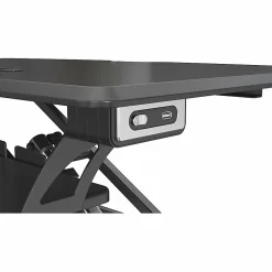 Lorell® Electric Monitor Desk Riser With Wireless Charging Pad, 20"H x 33-1/2"W x 19-1/3"D, Black