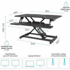 Lorell® Electric Monitor Desk Riser With Wireless Charging Pad, 20