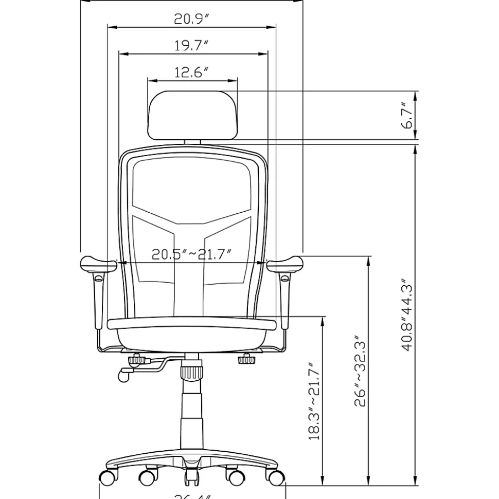 Lorell® Ergomesh High-Back Chair With Adjustable Headrest, Black