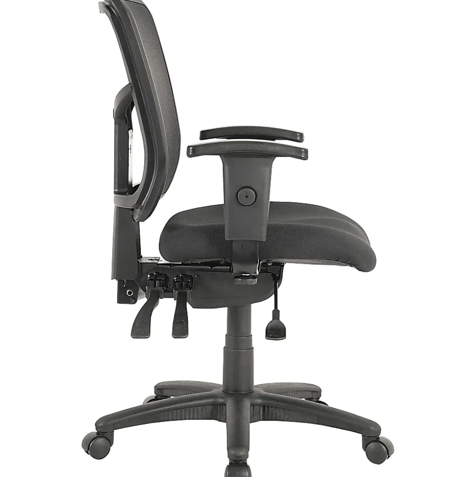 Lorell® Ergomesh Mesh/Fabric Mid Back Chair, Black
