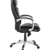 Lorell® Ergonomic Bonded Leather High-Back Chair With Flex Arms, Black/Silver