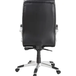 Lorell® Ergonomic Bonded Leather High-Back Chair With Flex Arms, Black/Silver