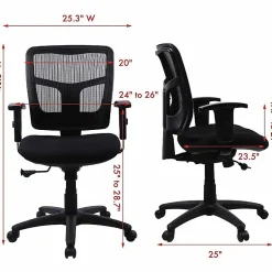 Lorell® Ergonomic Mesh/Fabric Mid-Back Chair, Swivel Tilt, Black