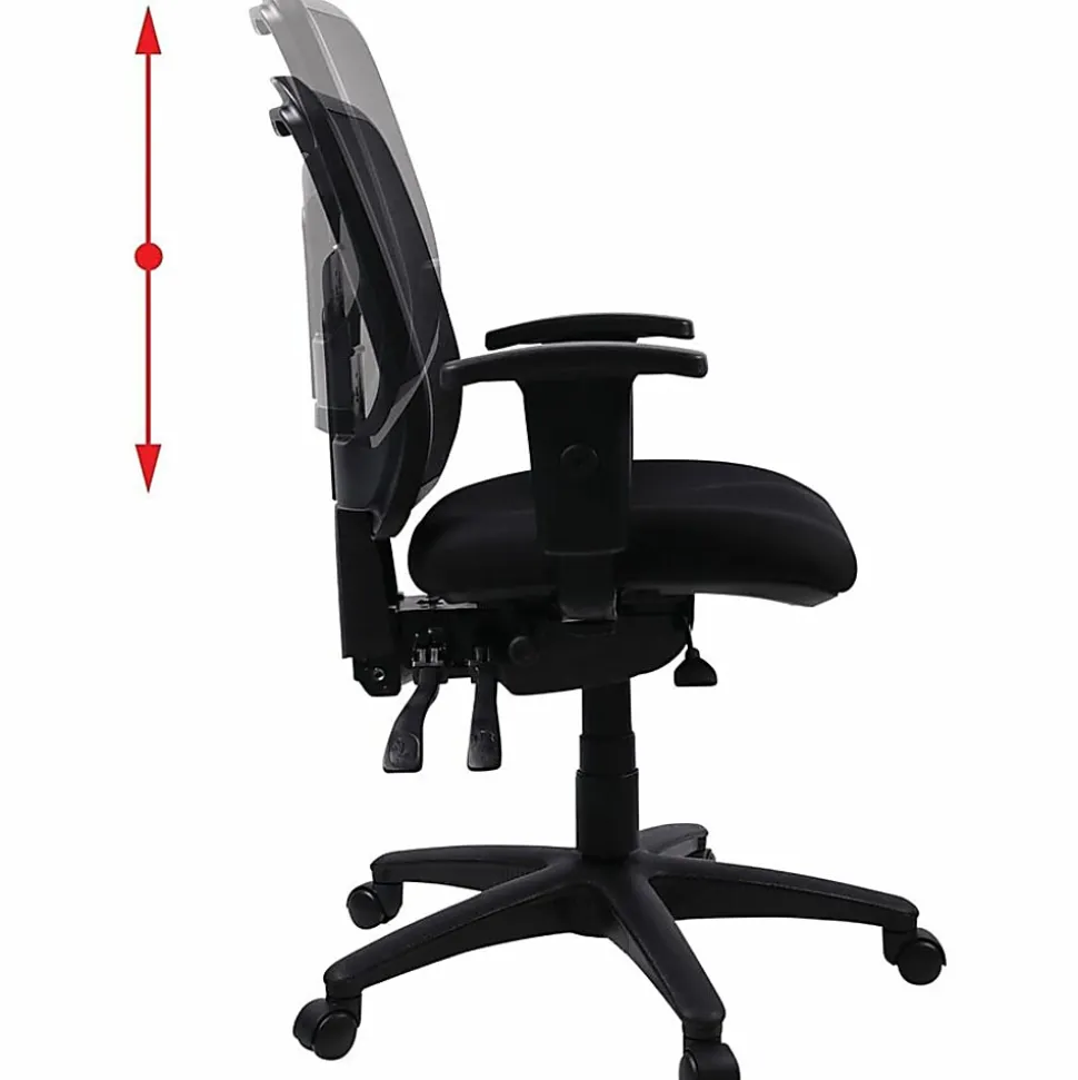 Lorell® Ergonomic Mesh/Fabric Mid-Back Managerial Swivel Chair, Black