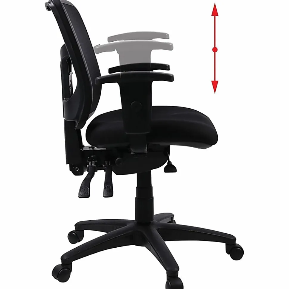 Lorell® Ergonomic Mesh/Fabric Mid-Back Managerial Swivel Chair, Black