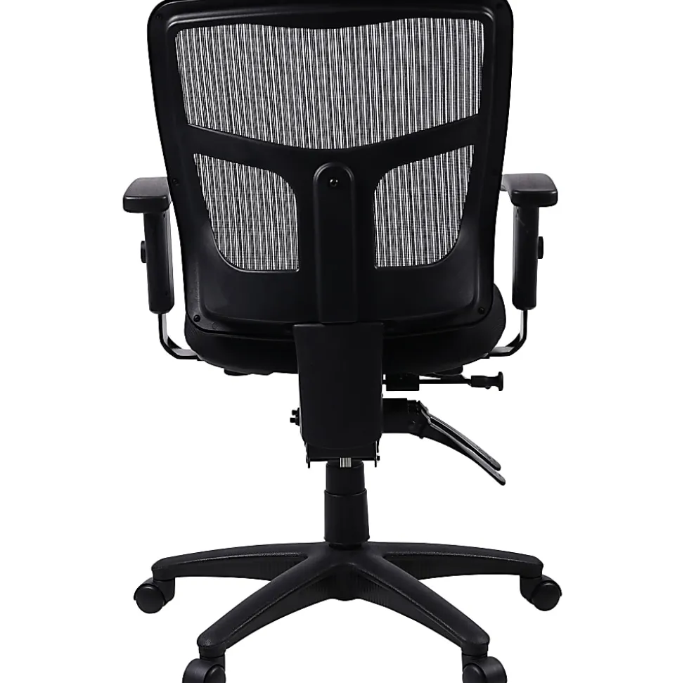 Lorell® Ergonomic Mesh/Fabric Mid-Back Managerial Swivel Chair, Black