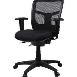 Lorell® Ergonomic Mesh/Fabric Mid-Back Managerial Swivel Chair, Black