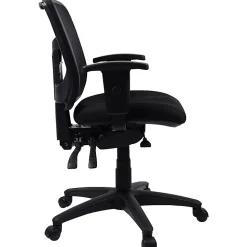 Lorell® Ergonomic Mesh/Fabric Mid-Back Managerial Swivel Chair, Black