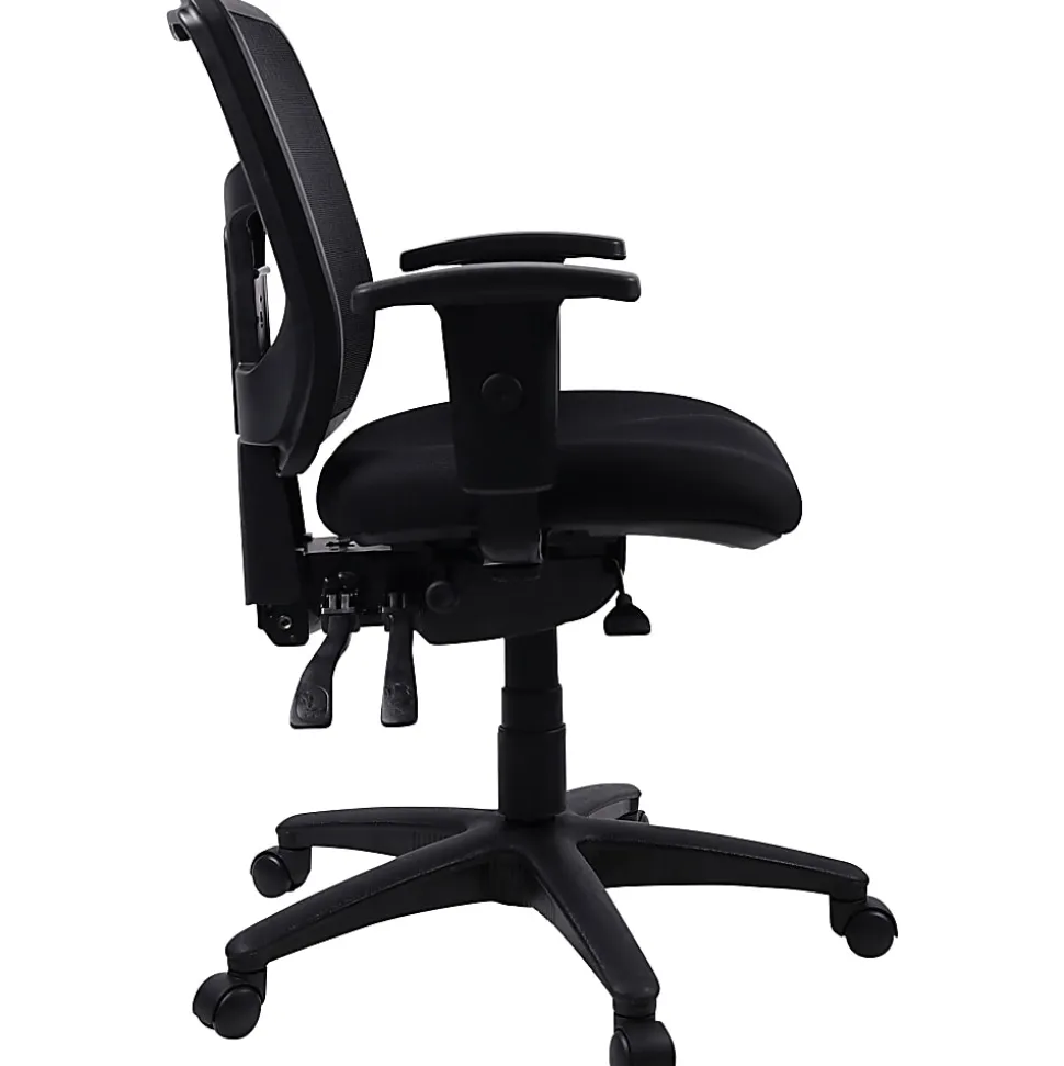 Lorell® Ergonomic Mesh/Fabric Mid-Back Managerial Swivel Chair, Black