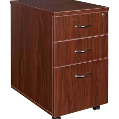 Lorell® Essentials 22"D Vertical 3-Drawer Mobile Pedestal File Cabinet, Mahogany